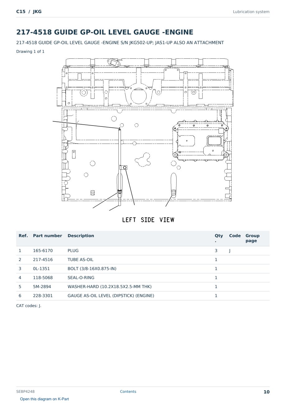 Caterpillar C15 S/N JKG Partsbook SEBP4248 (English) - sample page 10 of 10 Caterpillar C15 S/N JKG Partsbook SEBP4248 (English) - sample page 10 of 10