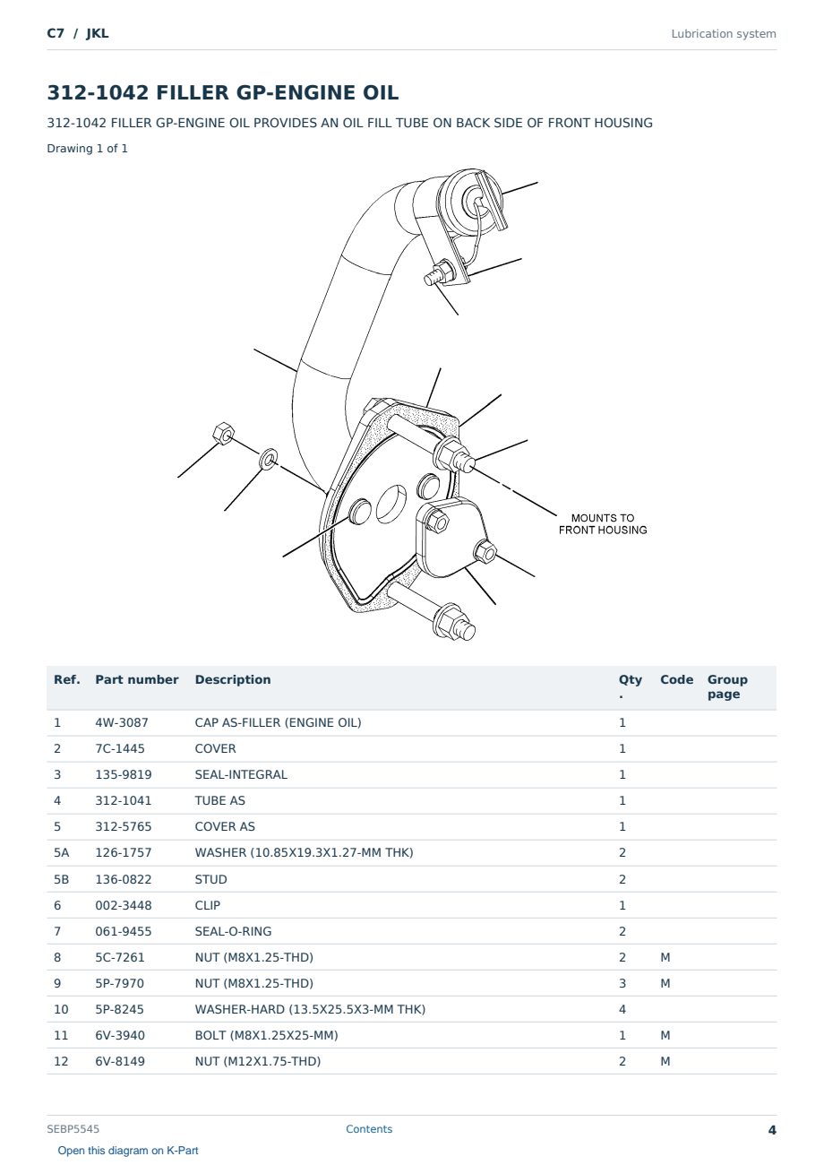 Caterpillar C7 S/N JKL Partsbook SEBP5545 (English) - sample page 4 of 10 Caterpillar C7 S/N JKL Partsbook SEBP5545 (English) - sample page 4 of 10