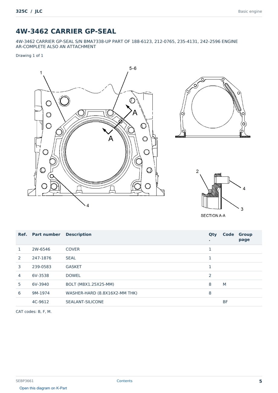 Caterpillar 325C S/N JLC Partsbook SEBP3661 (English) - sample page 5 of 10 Caterpillar 325C S/N JLC Partsbook SEBP3661 (English) - sample page 5 of 10