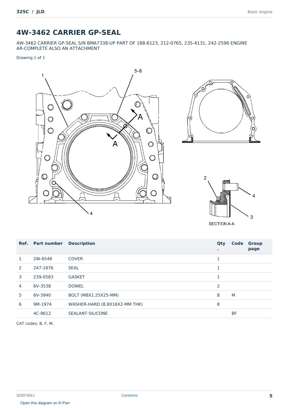 Caterpillar 325C S/N JLD Partsbook SEBP3661 (English) - sample page 5 of 10 Caterpillar 325C S/N JLD Partsbook SEBP3661 (English) - sample page 5 of 10