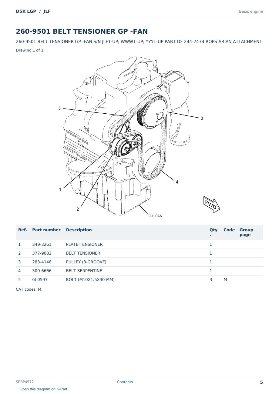 Caterpillar D5K LGP S/N JLF Partsbook SEBP4572 (English) - sample page 5 of 10 Caterpillar D5K LGP S/N JLF Partsbook SEBP4572 (English) - sample page 5 of 10