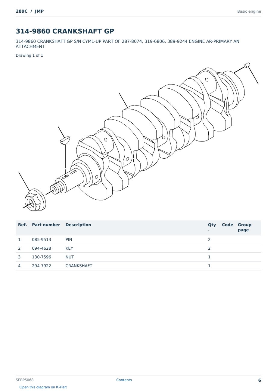 Caterpillar 289C S/N JMP Partsbook SEBP5068 (English) - sample page 6 of 10 Caterpillar 289C S/N JMP Partsbook SEBP5068 (English) - sample page 6 of 10