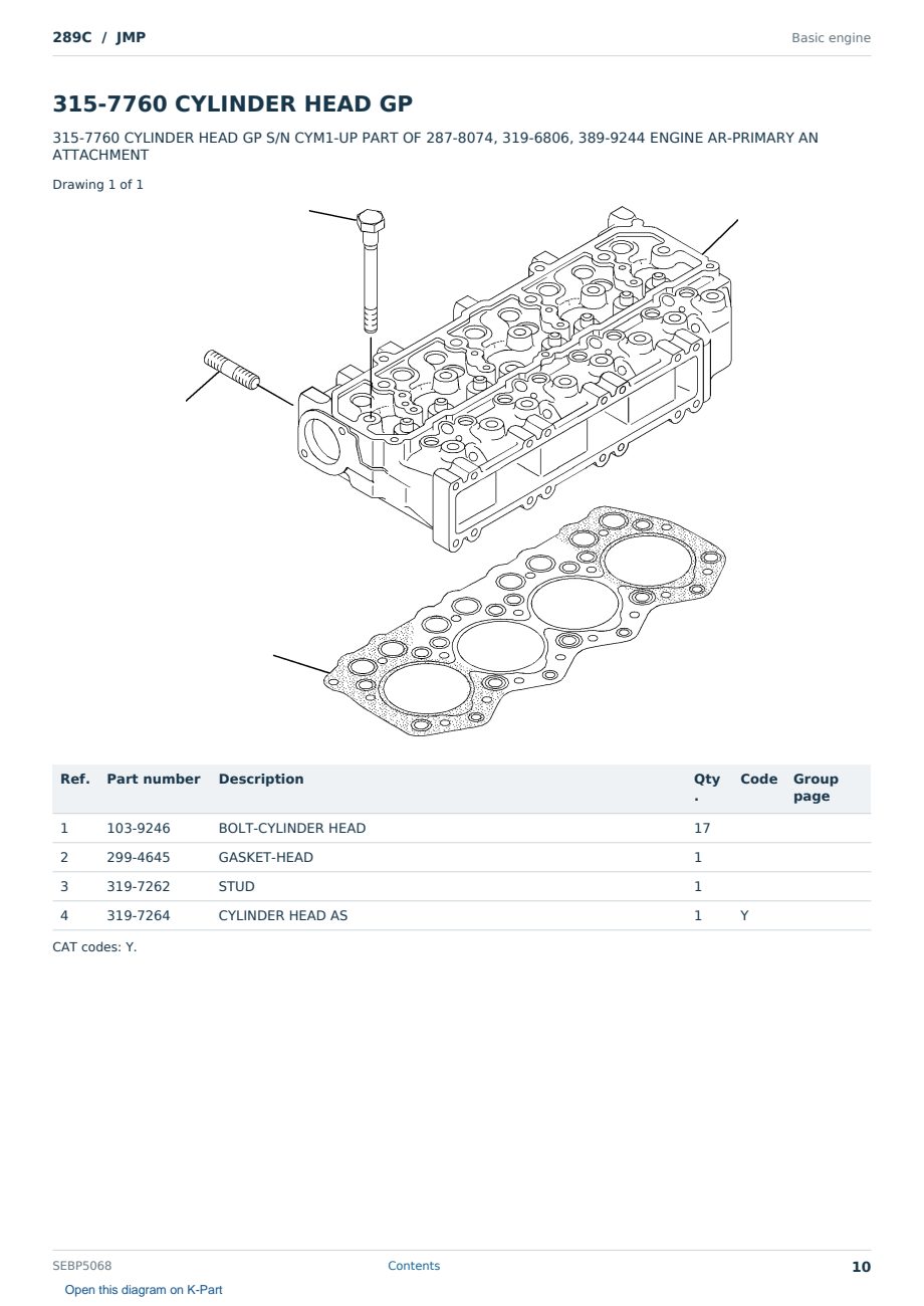 Caterpillar 289C S/N JMP Partsbook SEBP5068 (English) - sample page 10 of 10 Caterpillar 289C S/N JMP Partsbook SEBP5068 (English) - sample page 10 of 10