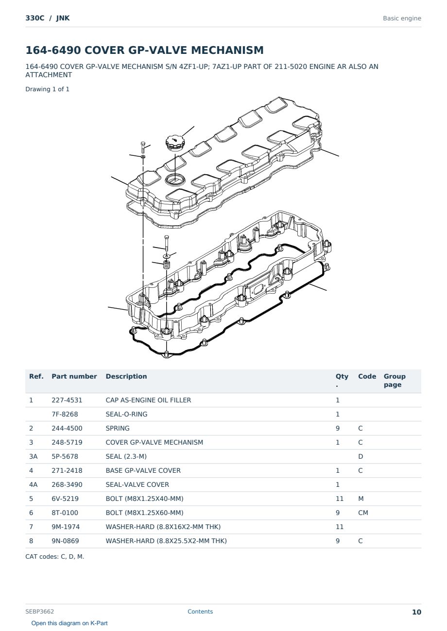 Caterpillar 330C S/N JNK Partsbook SEBP3662 (English) - sample page 10 of 10 Caterpillar 330C S/N JNK Partsbook SEBP3662 (English) - sample page 10 of 10