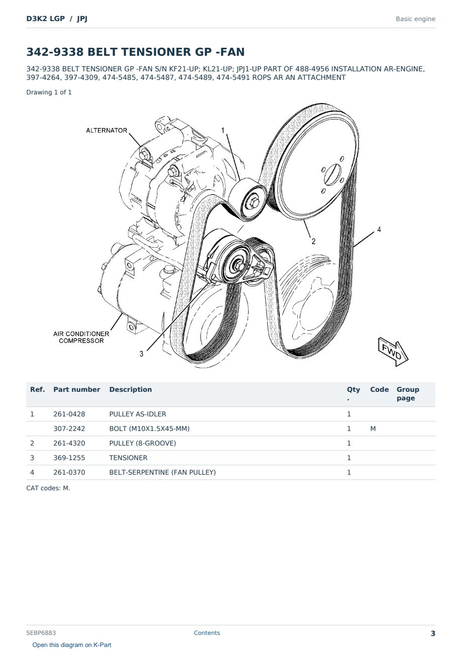 Caterpillar D3K2 LGP S/N JPJ Partsbook SEBP6883 (English) - sample page 3 of 10 Caterpillar D3K2 LGP S/N JPJ Partsbook SEBP6883 (English) - sample page 3 of 10
