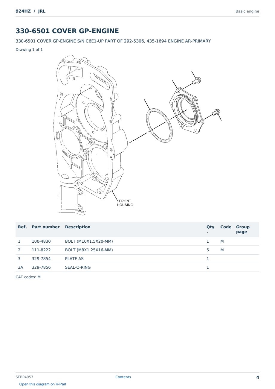 Caterpillar 924HZ S/N JRL Partsbook SEBP4957 (English) - sample page 4 of 10 Caterpillar 924HZ S/N JRL Partsbook SEBP4957 (English) - sample page 4 of 10