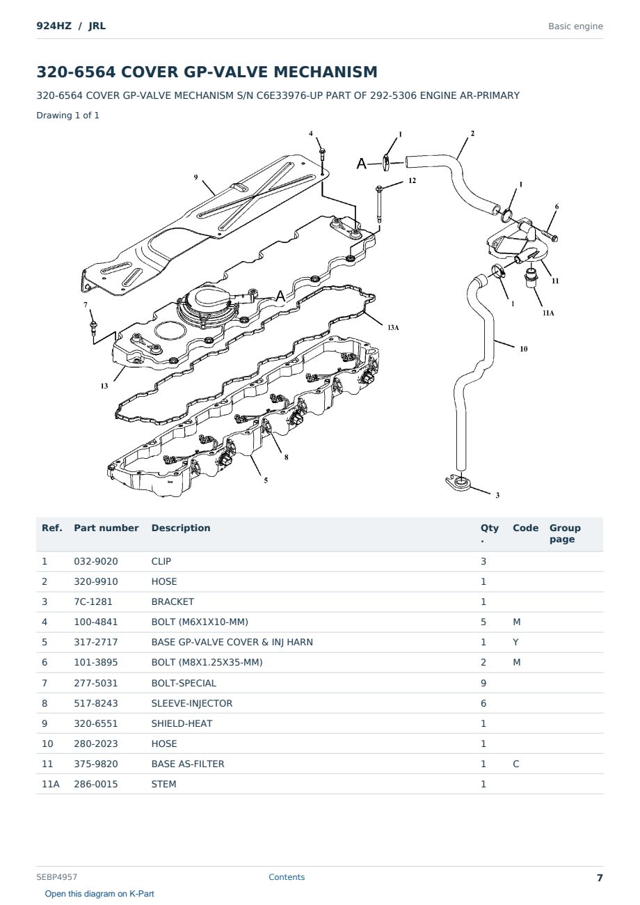 Caterpillar 924HZ S/N JRL Partsbook SEBP4957 (English) - sample page 7 of 10 Caterpillar 924HZ S/N JRL Partsbook SEBP4957 (English) - sample page 7 of 10