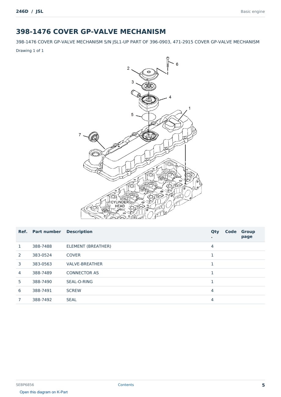 Caterpillar 246D S/N JSL Partsbook SEBP6856 (English) - sample page 5 of 10 Caterpillar 246D S/N JSL Partsbook SEBP6856 (English) - sample page 5 of 10