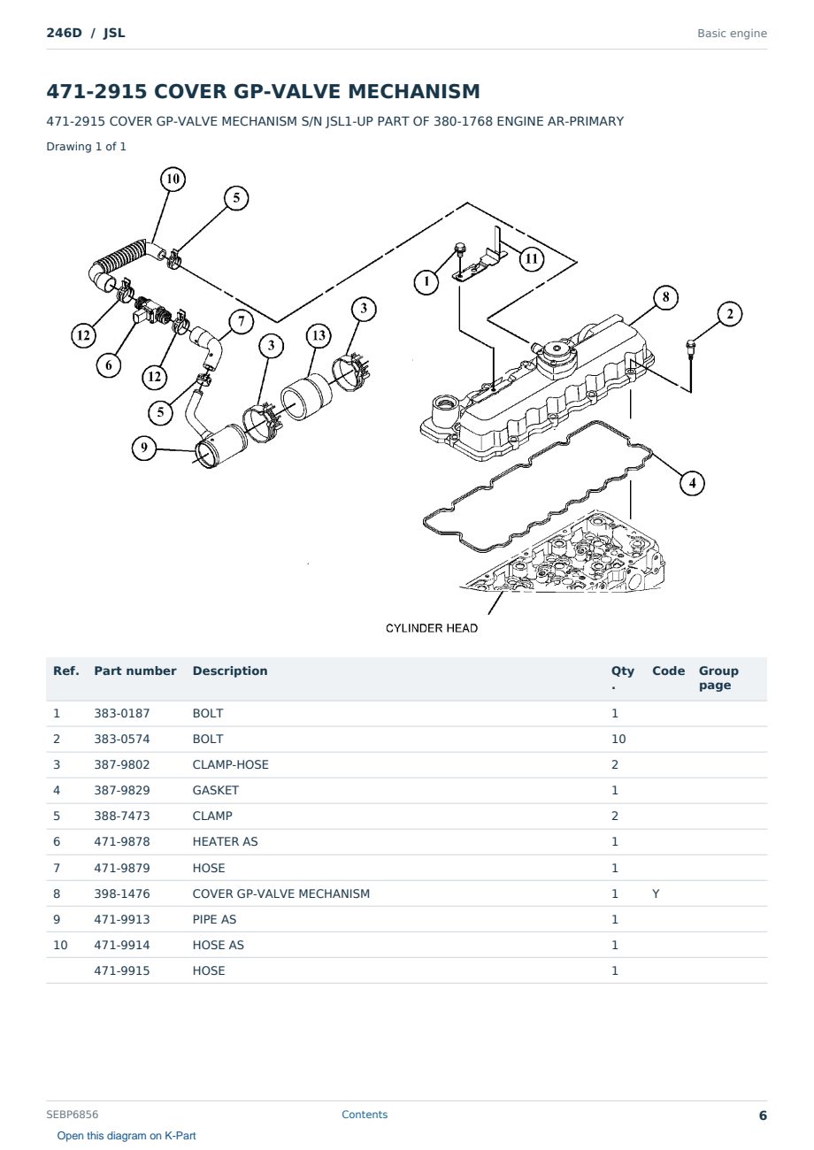 Caterpillar 246D S/N JSL Partsbook SEBP6856 (English) - sample page 6 of 10 Caterpillar 246D S/N JSL Partsbook SEBP6856 (English) - sample page 6 of 10