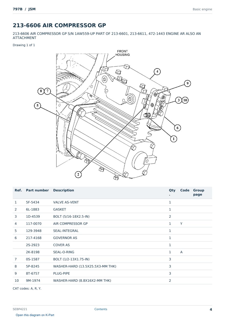 Caterpillar 797B S/N JSM Partsbook SEBP4221 (English) - sample page 4 of 10 Caterpillar 797B S/N JSM Partsbook SEBP4221 (English) - sample page 4 of 10