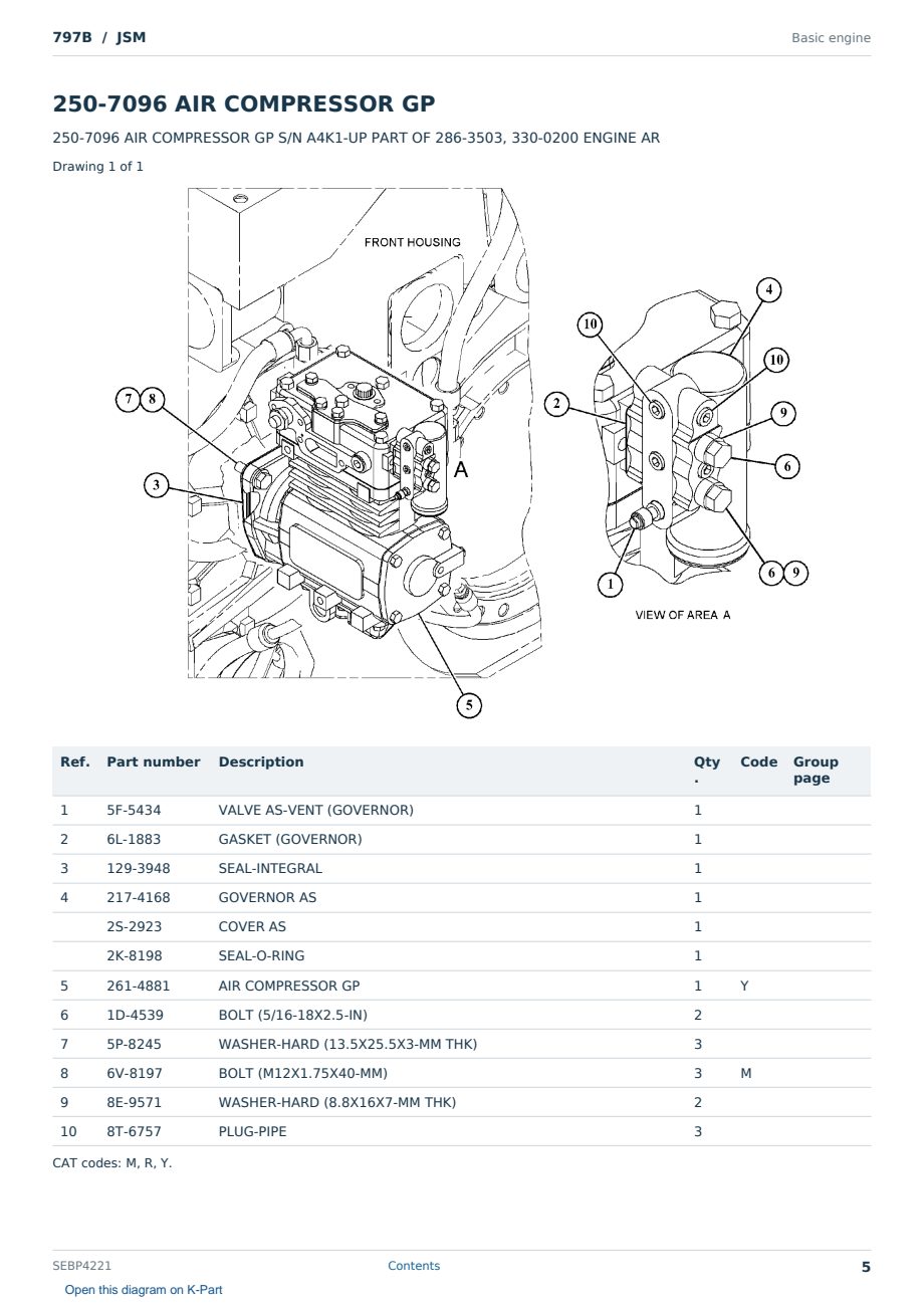 Caterpillar 797B S/N JSM Partsbook SEBP4221 (English) - sample page 5 of 10 Caterpillar 797B S/N JSM Partsbook SEBP4221 (English) - sample page 5 of 10