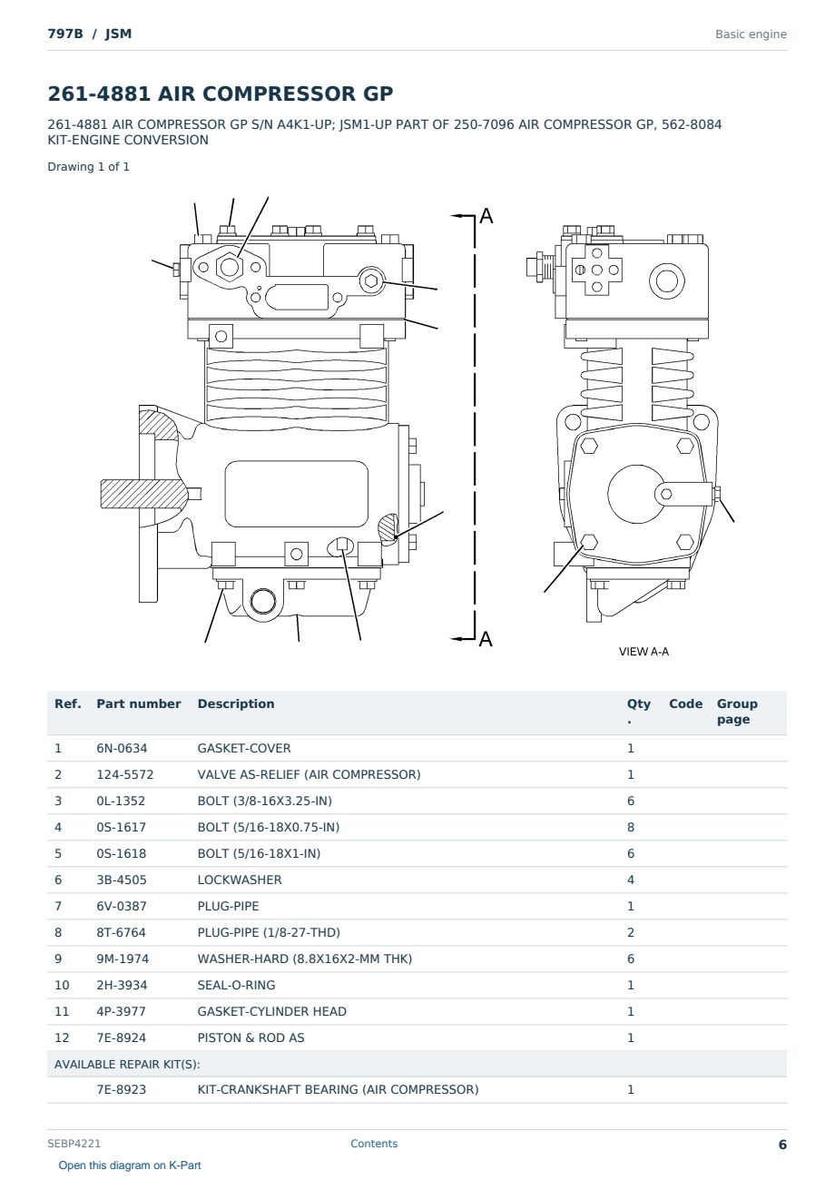 Caterpillar 797B S/N JSM Partsbook SEBP4221 (English) - sample page 6 of 10 Caterpillar 797B S/N JSM Partsbook SEBP4221 (English) - sample page 6 of 10