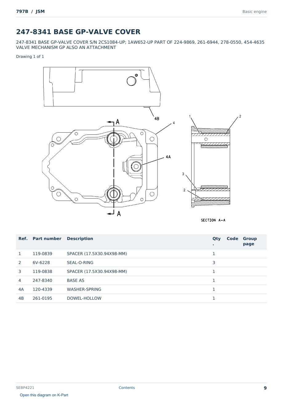 Caterpillar 797B S/N JSM Partsbook SEBP4221 (English) - sample page 9 of 10 Caterpillar 797B S/N JSM Partsbook SEBP4221 (English) - sample page 9 of 10