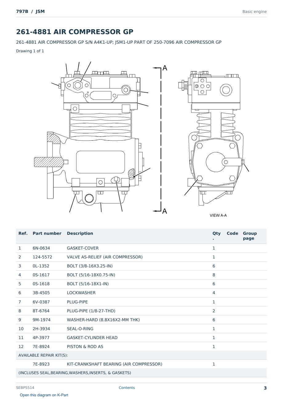 Caterpillar 797B S/N JSM Partsbook SEBP5514 (English) - sample page 3 of 10 Caterpillar 797B S/N JSM Partsbook SEBP5514 (English) - sample page 3 of 10