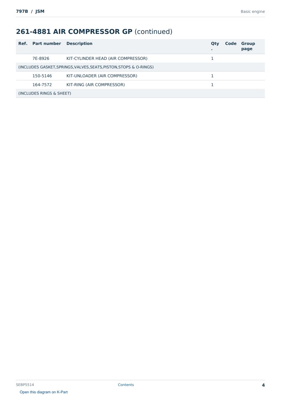 Caterpillar 797B S/N JSM Partsbook SEBP5514 (English) - sample page 4 of 10 Caterpillar 797B S/N JSM Partsbook SEBP5514 (English) - sample page 4 of 10