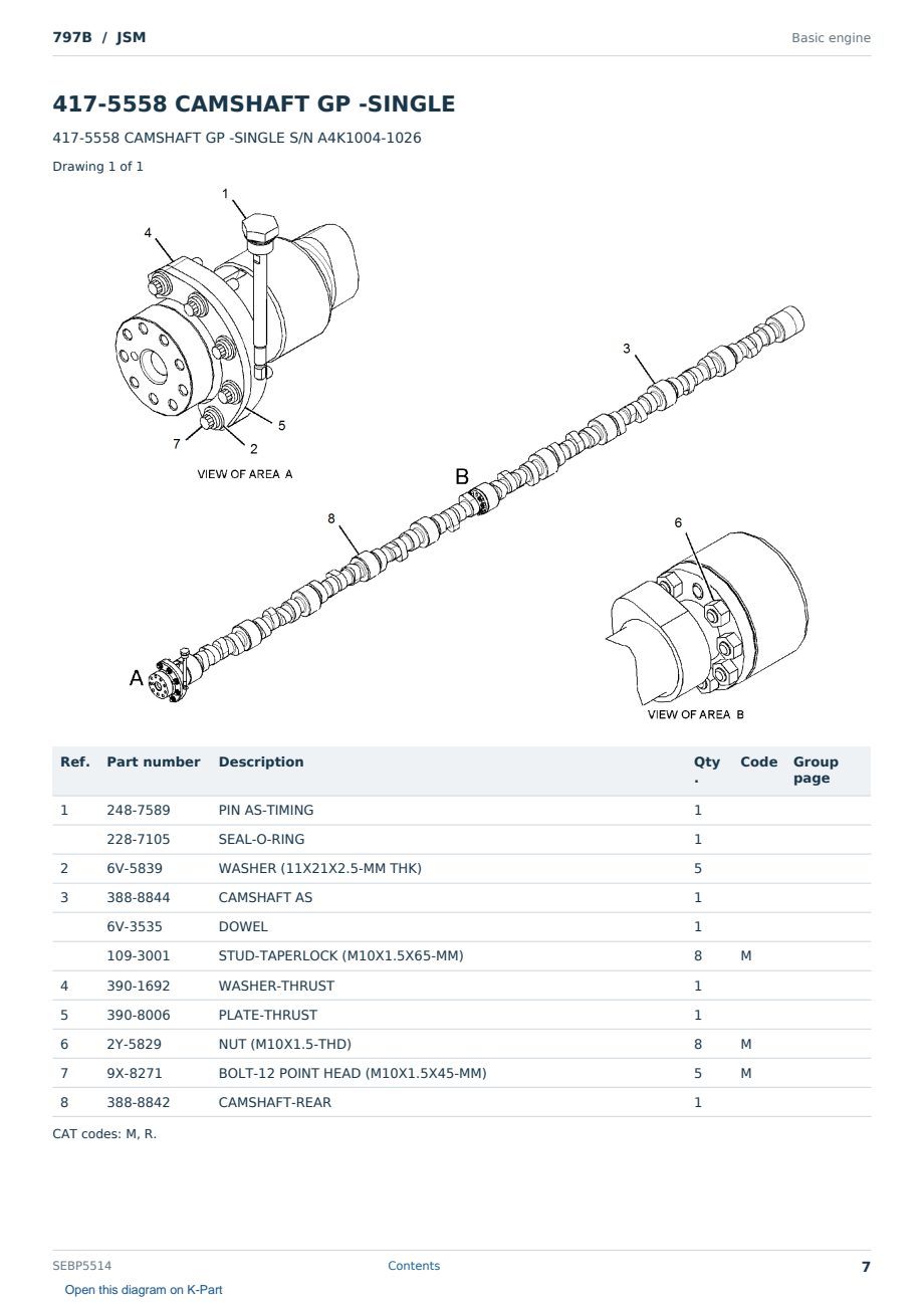 Caterpillar 797B S/N JSM Partsbook SEBP5514 (English) - sample page 7 of 10 Caterpillar 797B S/N JSM Partsbook SEBP5514 (English) - sample page 7 of 10
