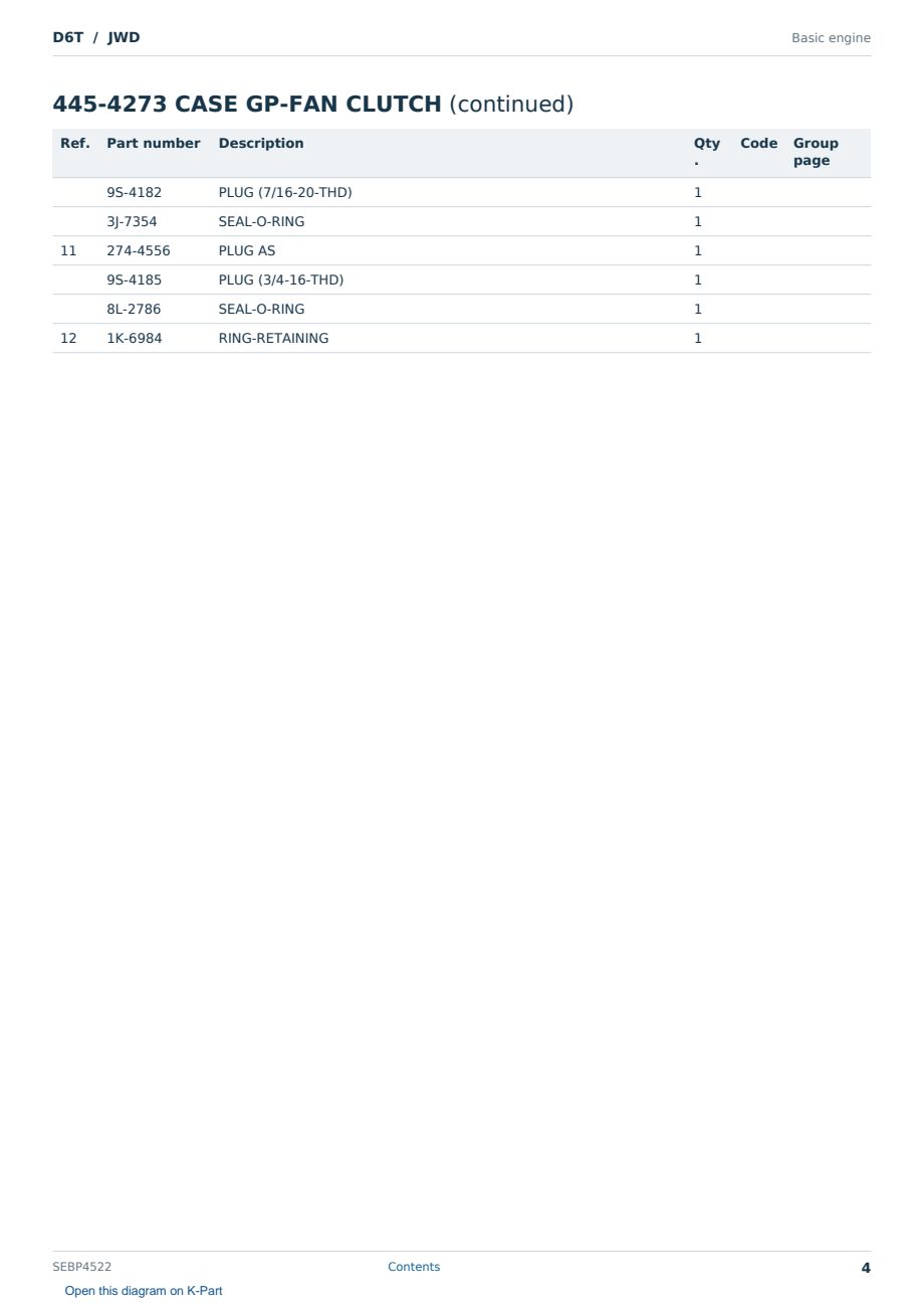 Caterpillar D6T S/N JWD Partsbook SEBP4522 (English) - sample page 4 of 10 Caterpillar D6T S/N JWD Partsbook SEBP4522 (English) - sample page 4 of 10