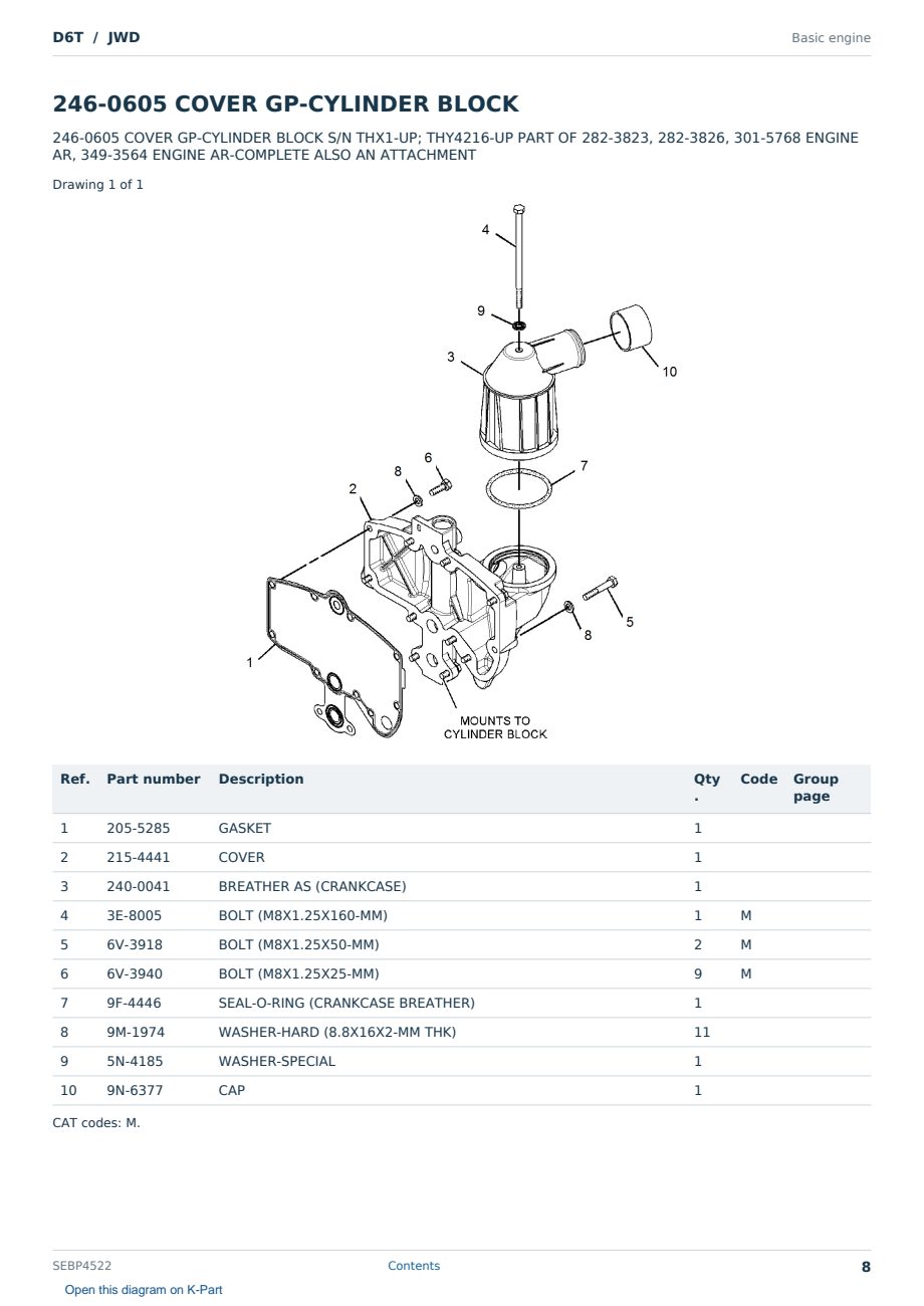 Caterpillar D6T S/N JWD Partsbook SEBP4522 (English) - sample page 8 of 10 Caterpillar D6T S/N JWD Partsbook SEBP4522 (English) - sample page 8 of 10