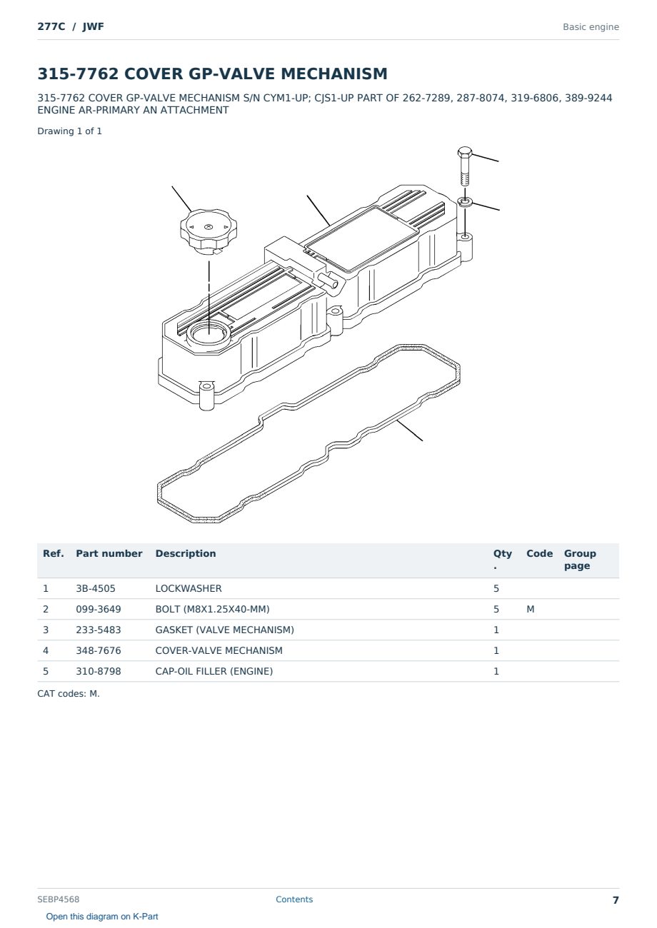 Caterpillar 277C S/N JWF Partsbook SEBP4568 (English) - sample page 7 of 10 Caterpillar 277C S/N JWF Partsbook SEBP4568 (English) - sample page 7 of 10