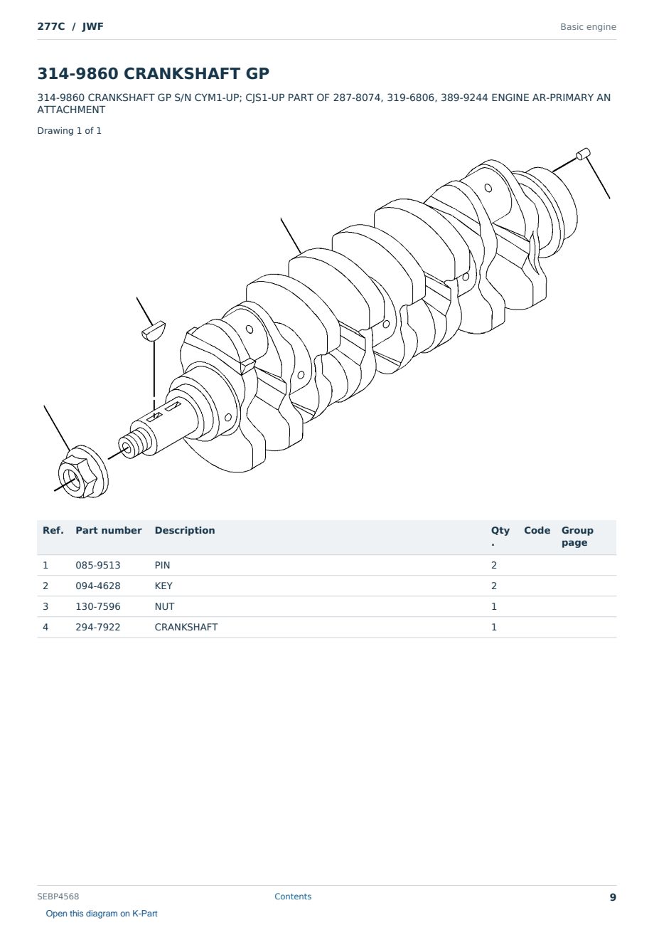 Caterpillar 277C S/N JWF Partsbook SEBP4568 (English) - sample page 9 of 10 Caterpillar 277C S/N JWF Partsbook SEBP4568 (English) - sample page 9 of 10