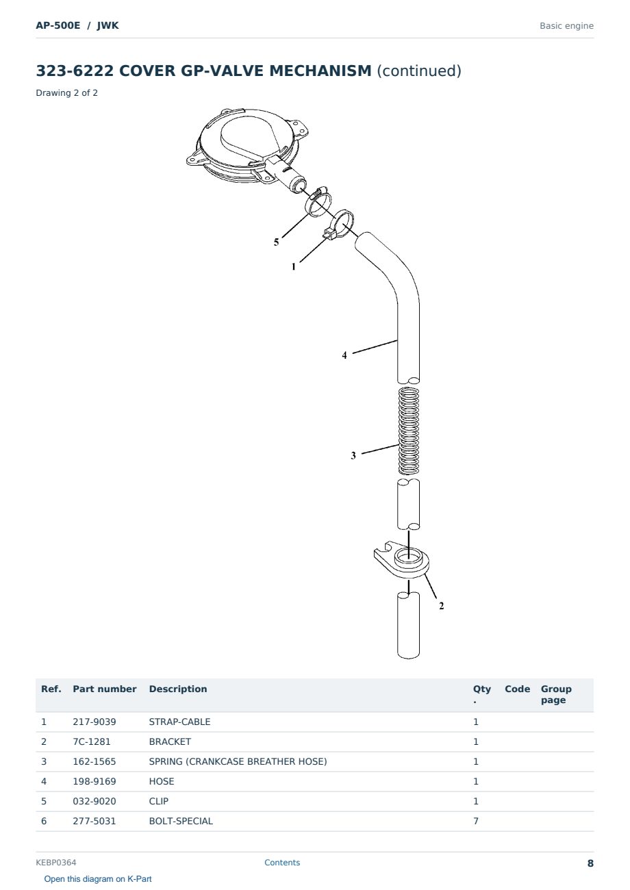 Caterpillar AP-500E S/N JWK Partsbook KEBP0364 (English) - sample page 8 of 10 Caterpillar AP-500E S/N JWK Partsbook KEBP0364 (English) - sample page 8 of 10