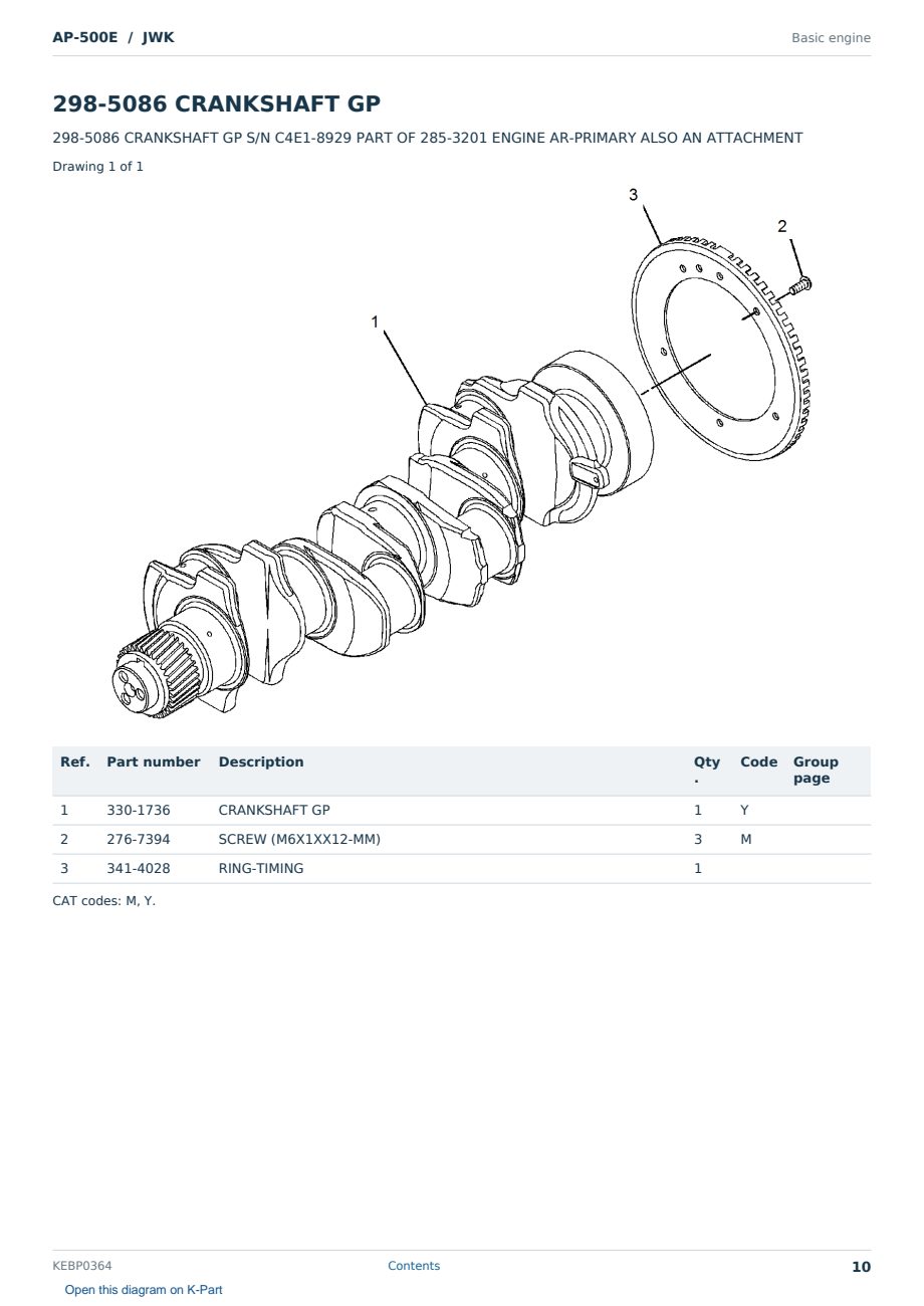 Caterpillar AP-500E S/N JWK Partsbook KEBP0364 (English) - sample page 10 of 10 Caterpillar AP-500E S/N JWK Partsbook KEBP0364 (English) - sample page 10 of 10