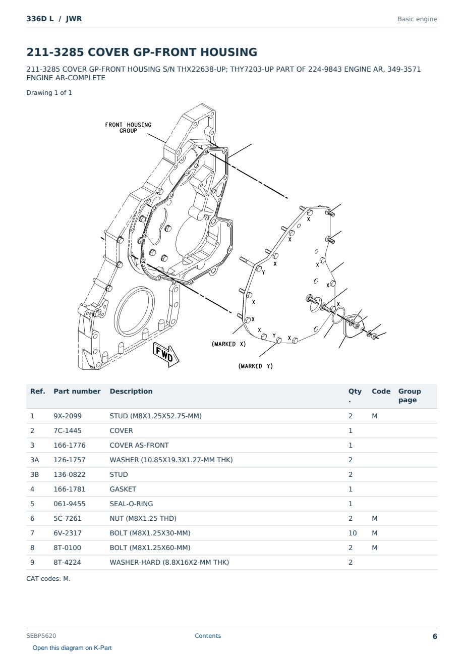 Caterpillar 336D L S/N JWR Partsbook SEBP5620 (English) - sample page 6 of 10 Caterpillar 336D L S/N JWR Partsbook SEBP5620 (English) - sample page 6 of 10
