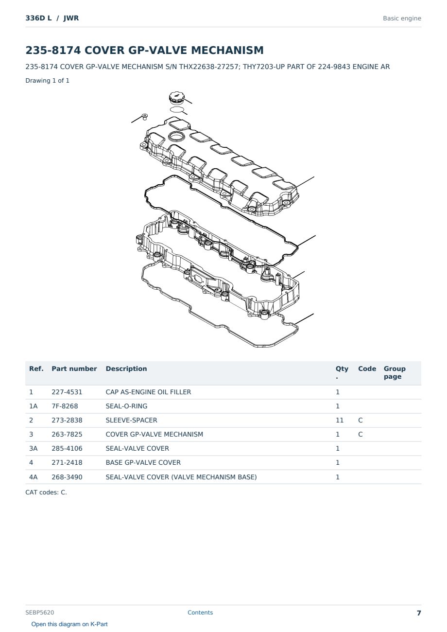 Caterpillar 336D L S/N JWR Partsbook SEBP5620 (English) - sample page 7 of 10 Caterpillar 336D L S/N JWR Partsbook SEBP5620 (English) - sample page 7 of 10