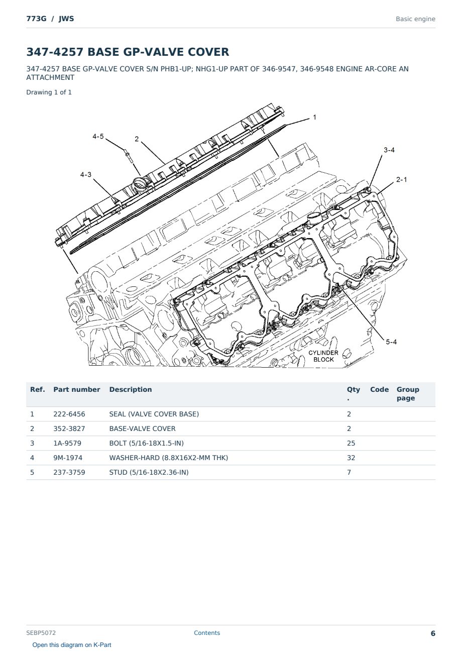 Caterpillar 773G S/N JWS Partsbook SEBP5072 (English) - sample page 6 of 10 Caterpillar 773G S/N JWS Partsbook SEBP5072 (English) - sample page 6 of 10
