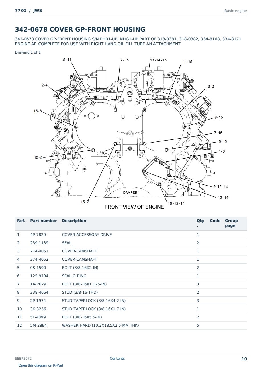 Caterpillar 773G S/N JWS Partsbook SEBP5072 (English) - sample page 10 of 10 Caterpillar 773G S/N JWS Partsbook SEBP5072 (English) - sample page 10 of 10