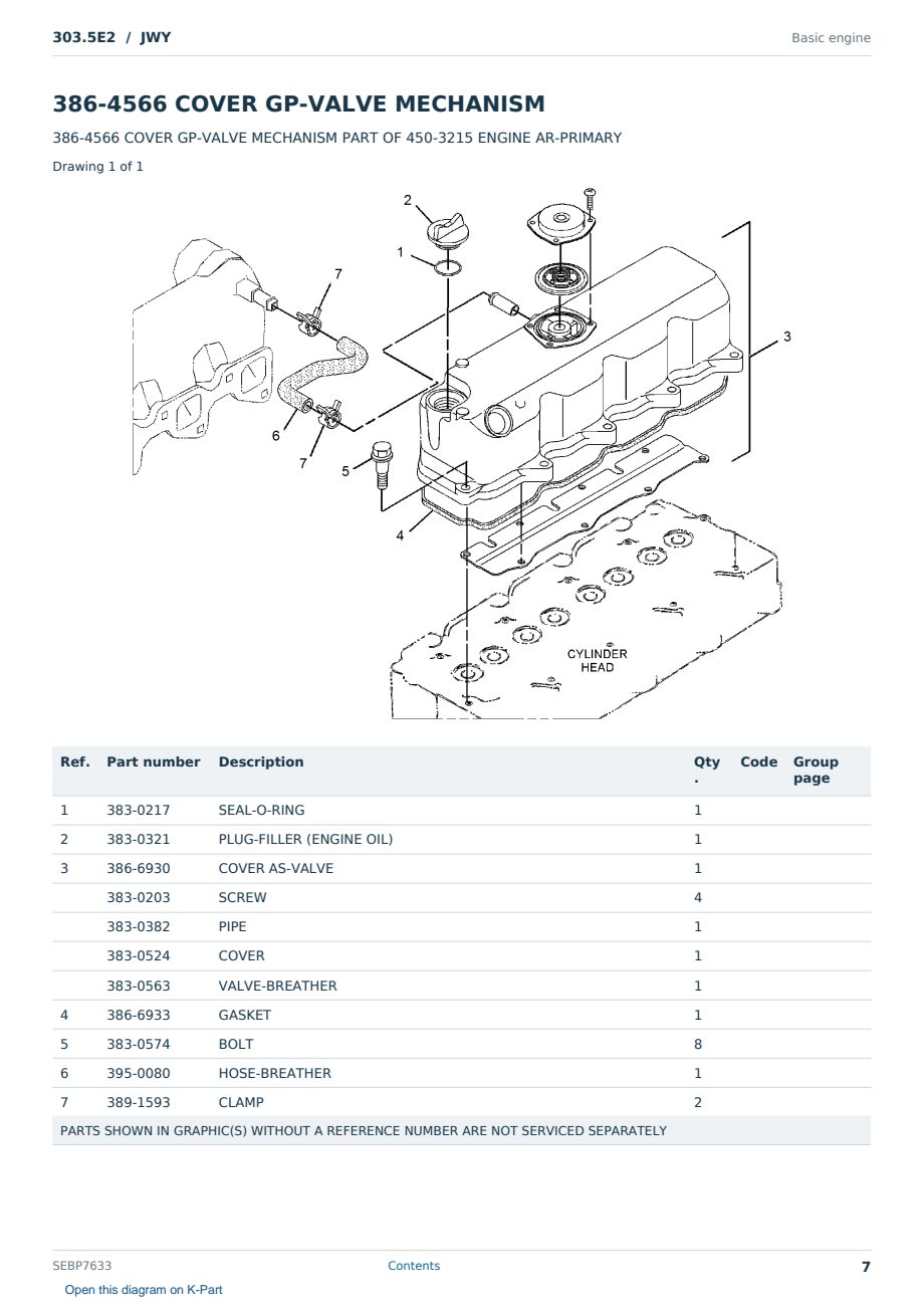 Caterpillar 303.5E2 S/N JWY Partsbook SEBP7633 (English) - sample page 7 of 10 Caterpillar 303.5E2 S/N JWY Partsbook SEBP7633 (English) - sample page 7 of 10