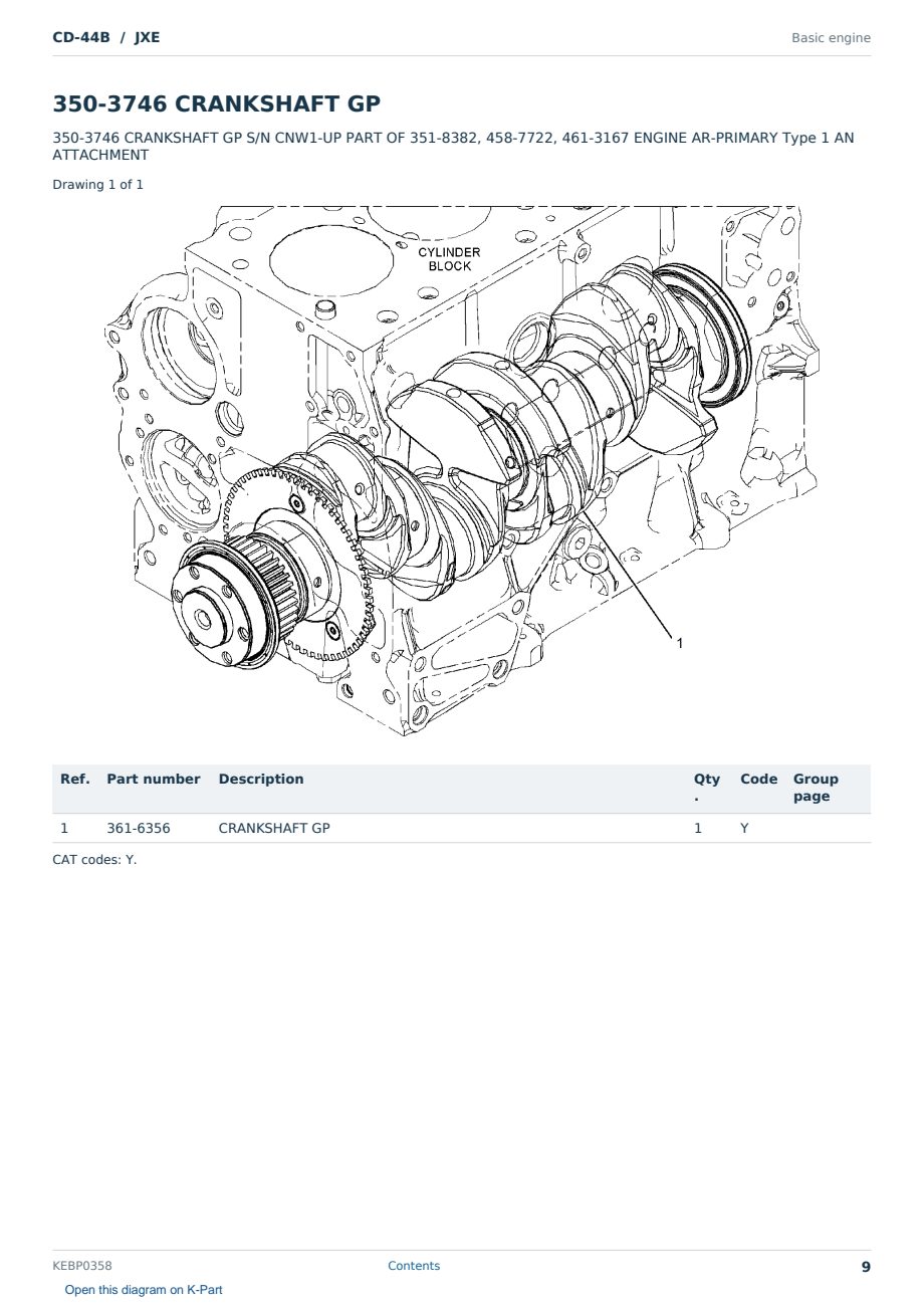 Caterpillar CD-44B S/N JXE Partsbook KEBP0358 (English) - sample page 9 of 10 Caterpillar CD-44B S/N JXE Partsbook KEBP0358 (English) - sample page 9 of 10