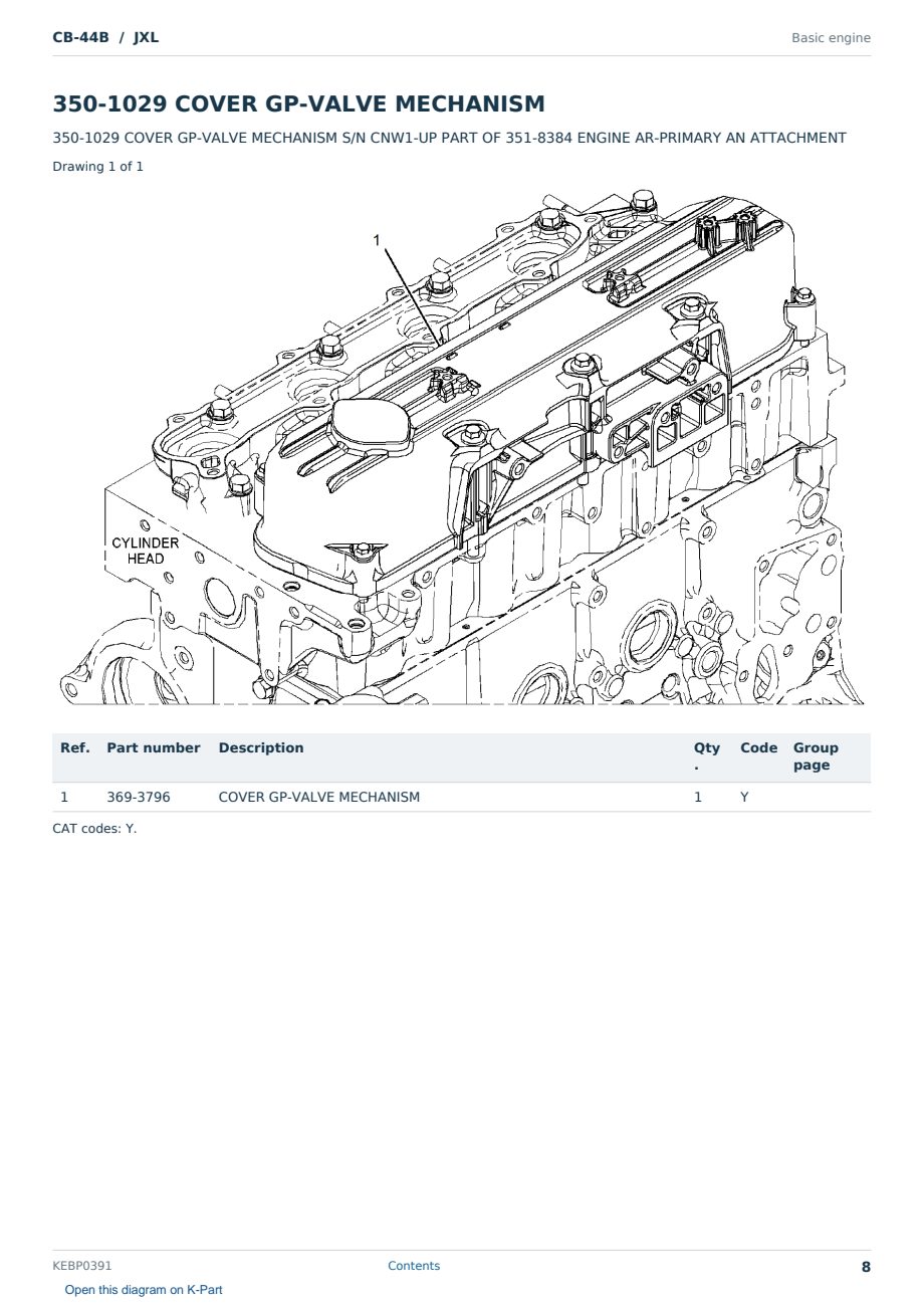 Caterpillar CB-44B S/N JXL Partsbook KEBP0391 (English) - sample page 8 of 10 Caterpillar CB-44B S/N JXL Partsbook KEBP0391 (English) - sample page 8 of 10