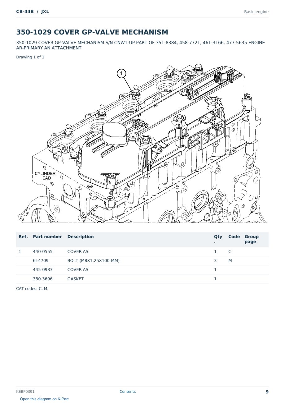 Caterpillar CB-44B S/N JXL Partsbook KEBP0391 (English) - sample page 9 of 10 Caterpillar CB-44B S/N JXL Partsbook KEBP0391 (English) - sample page 9 of 10