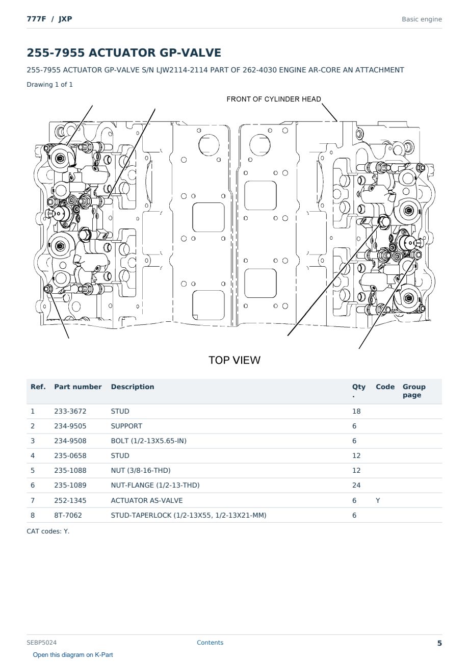 Caterpillar 777F S/N JXP Partsbook SEBP5024 (English) - sample page 5 of 10 Caterpillar 777F S/N JXP Partsbook SEBP5024 (English) - sample page 5 of 10