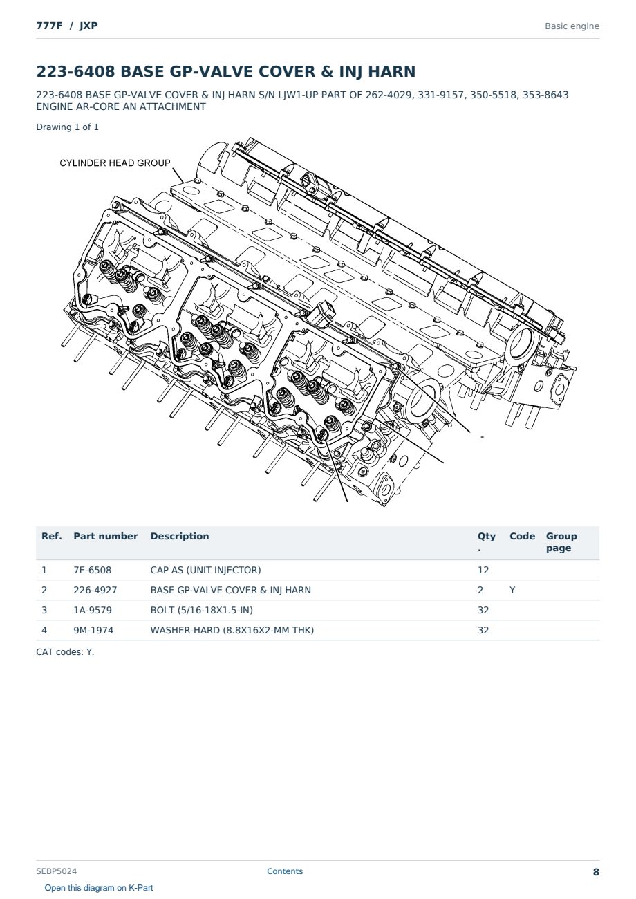 Caterpillar 777F S/N JXP Partsbook SEBP5024 (English) - sample page 8 of 10 Caterpillar 777F S/N JXP Partsbook SEBP5024 (English) - sample page 8 of 10
