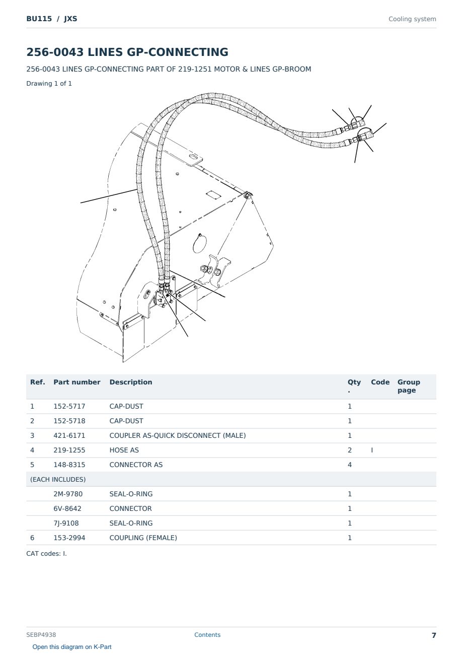 Caterpillar BU115 S/N JXS Partsbook SEBP4938 (English) - sample page 7 of 10 Caterpillar BU115 S/N JXS Partsbook SEBP4938 (English) - sample page 7 of 10
