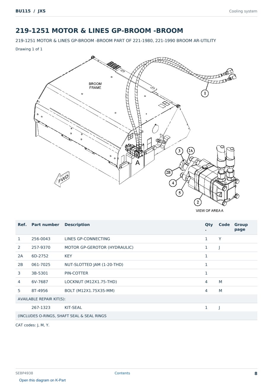 Caterpillar BU115 S/N JXS Partsbook SEBP4938 (English) - sample page 8 of 10 Caterpillar BU115 S/N JXS Partsbook SEBP4938 (English) - sample page 8 of 10