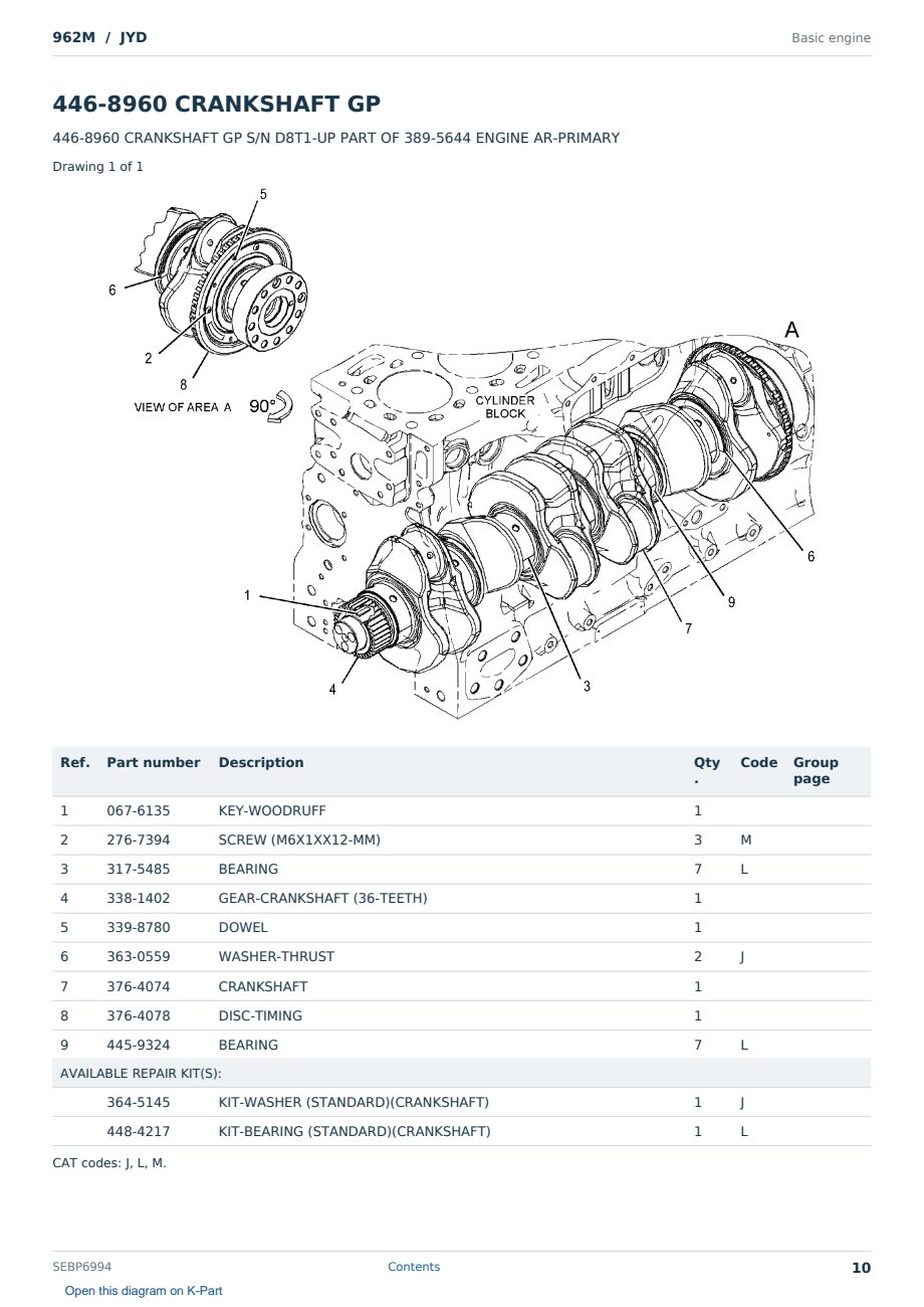 Caterpillar 962M S/N JYD Partsbook SEBP6994 (English) - sample page 10 of 10 Caterpillar 962M S/N JYD Partsbook SEBP6994 (English) - sample page 10 of 10