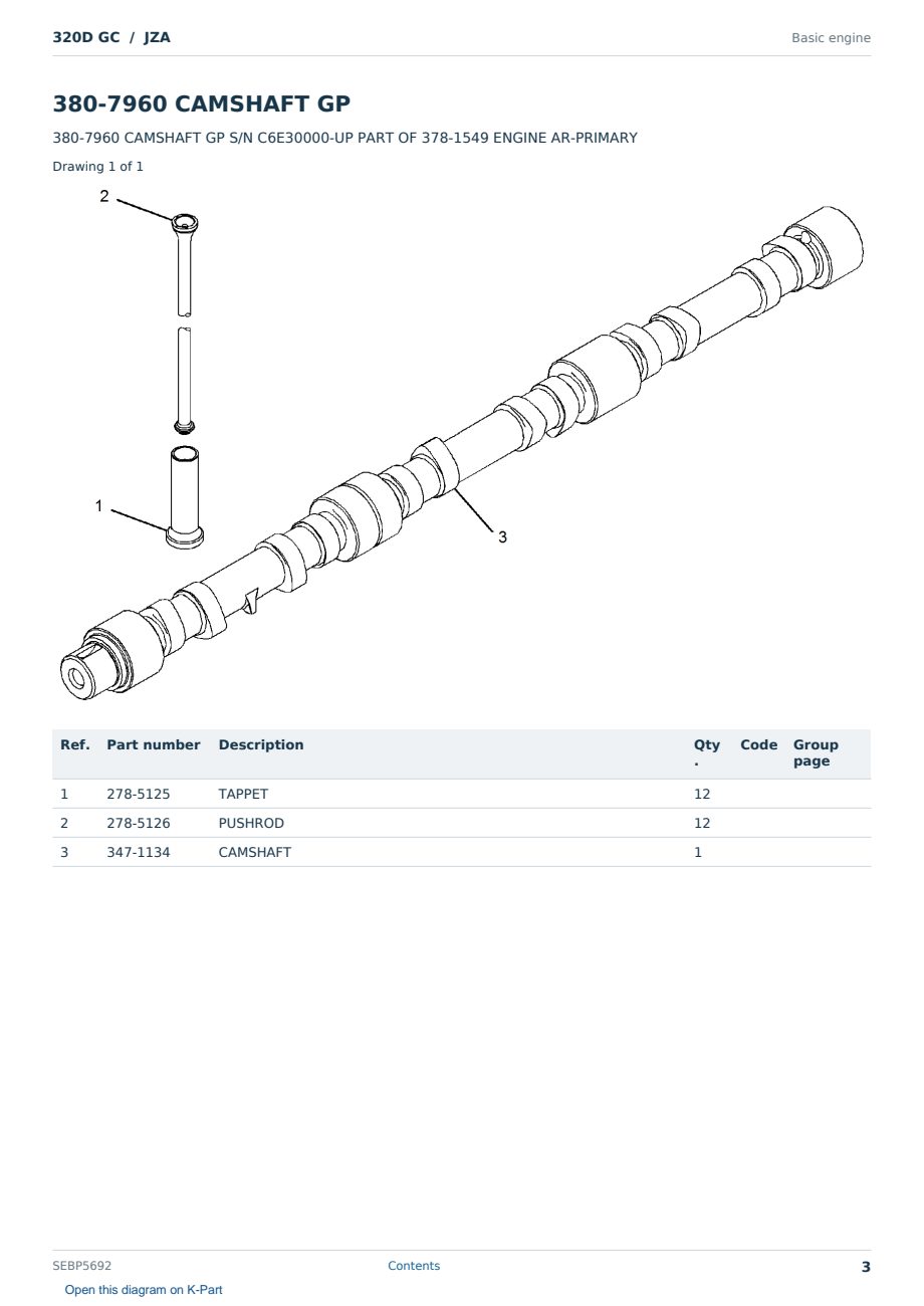 Caterpillar 320D GC S/N JZA Partsbook SEBP5692 (English) - sample page 3 of 10 Caterpillar 320D GC S/N JZA Partsbook SEBP5692 (English) - sample page 3 of 10