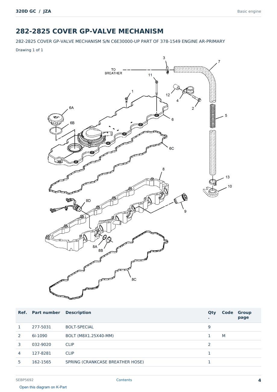 Caterpillar 320D GC S/N JZA Partsbook SEBP5692 (English) - sample page 4 of 10 Caterpillar 320D GC S/N JZA Partsbook SEBP5692 (English) - sample page 4 of 10