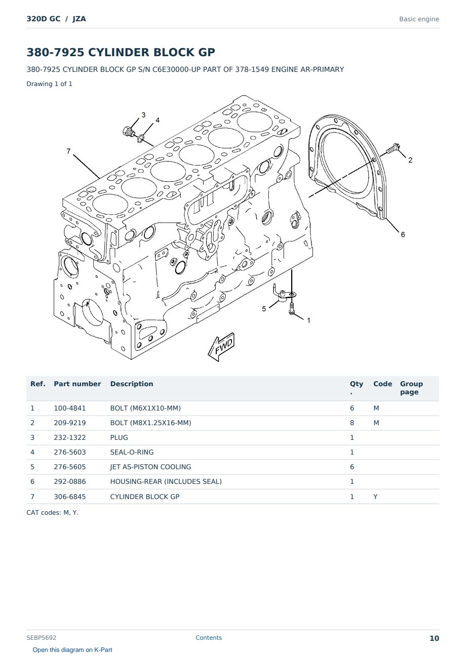 Caterpillar 320D GC S/N JZA Partsbook SEBP5692 (English) - sample page 10 of 10 Caterpillar 320D GC S/N JZA Partsbook SEBP5692 (English) - sample page 10 of 10