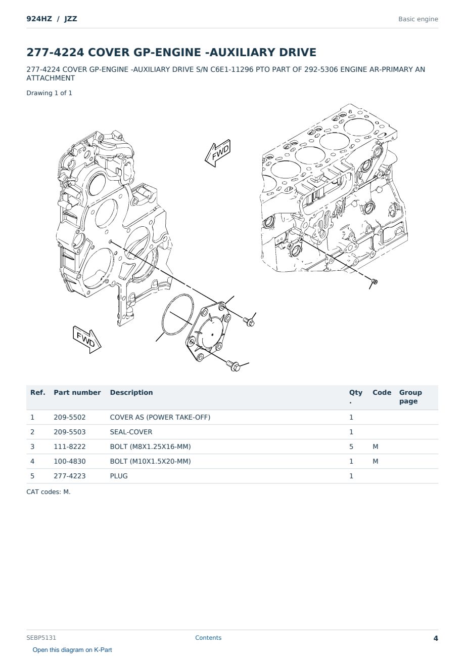 Caterpillar 924HZ S/N JZZ Partsbook SEBP5131 (English) - sample page 4 of 10 Caterpillar 924HZ S/N JZZ Partsbook SEBP5131 (English) - sample page 4 of 10