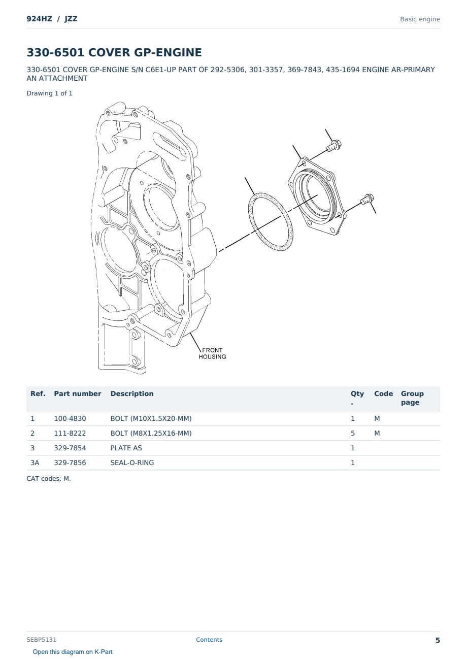 Caterpillar 924HZ S/N JZZ Partsbook SEBP5131 (English) - sample page 5 of 10 Caterpillar 924HZ S/N JZZ Partsbook SEBP5131 (English) - sample page 5 of 10