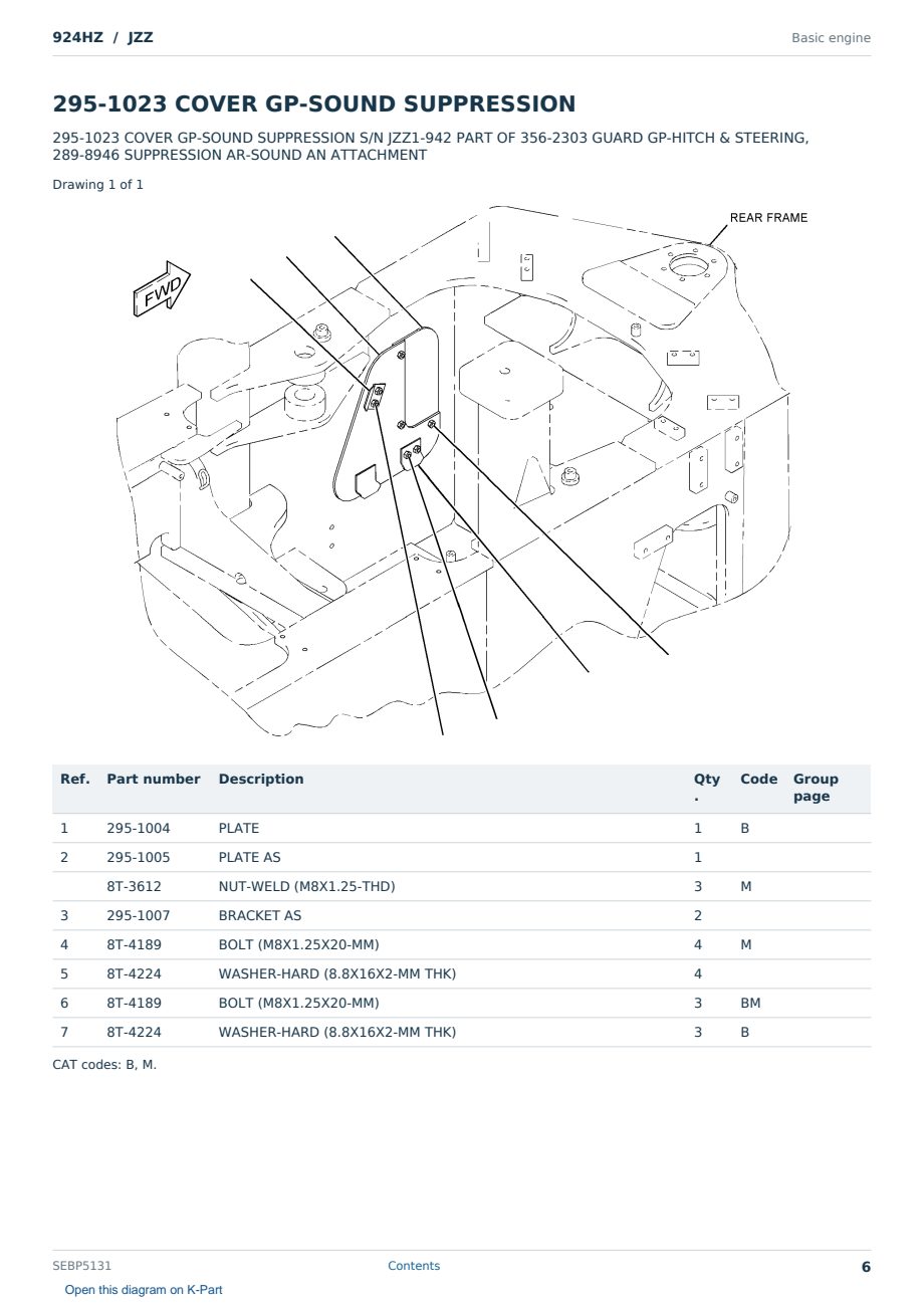 Caterpillar 924HZ S/N JZZ Partsbook SEBP5131 (English) - sample page 6 of 10 Caterpillar 924HZ S/N JZZ Partsbook SEBP5131 (English) - sample page 6 of 10