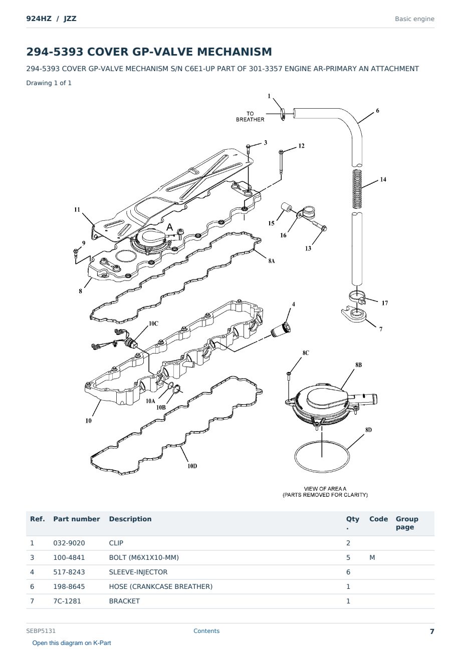 Caterpillar 924HZ S/N JZZ Partsbook SEBP5131 (English) - sample page 7 of 10 Caterpillar 924HZ S/N JZZ Partsbook SEBP5131 (English) - sample page 7 of 10