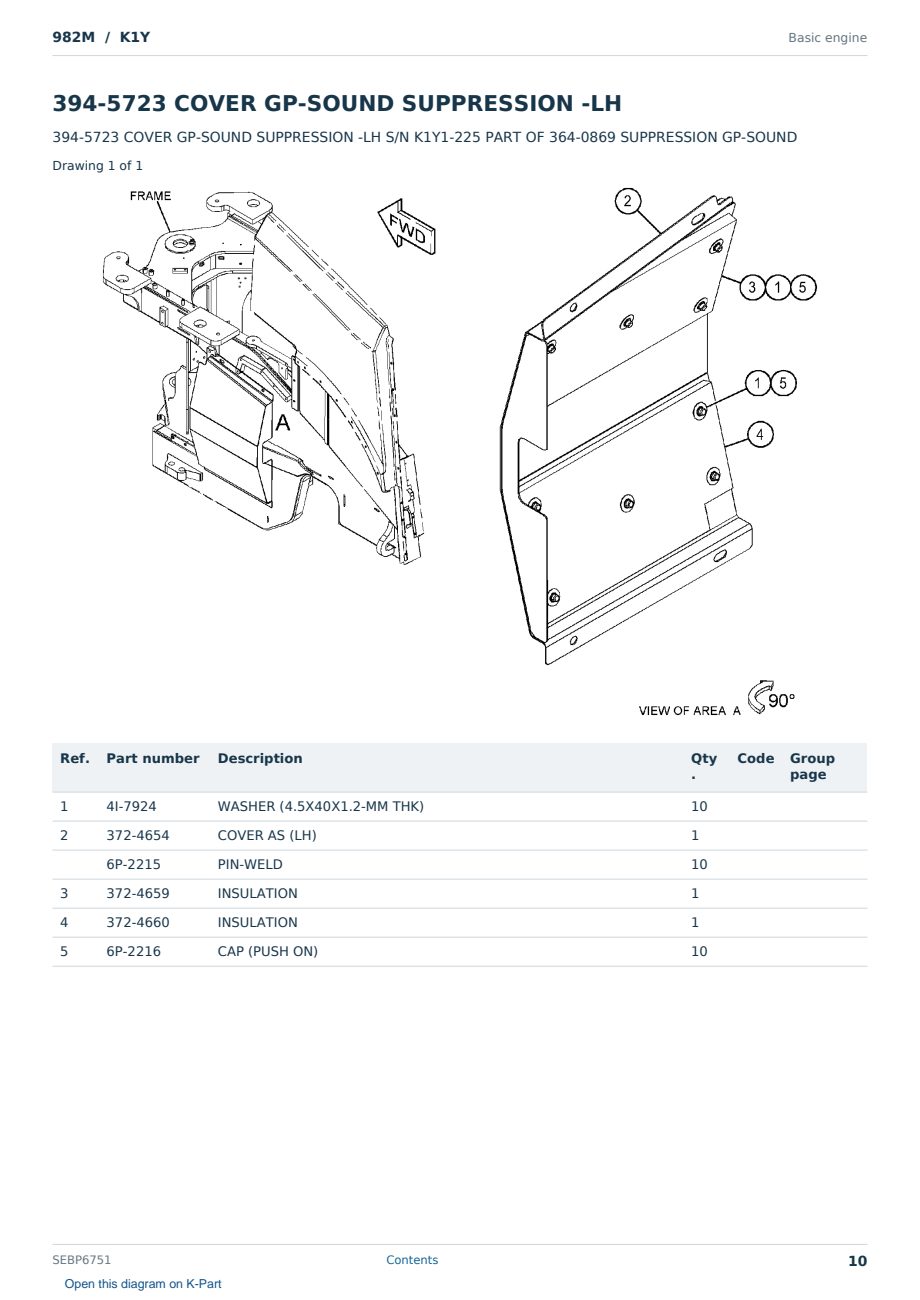 Caterpillar 982M S/N K1Y Partsbook SEBP6751 (English) - sample page 10 of 10 Caterpillar 982M S/N K1Y Partsbook SEBP6751 (English) - sample page 10 of 10