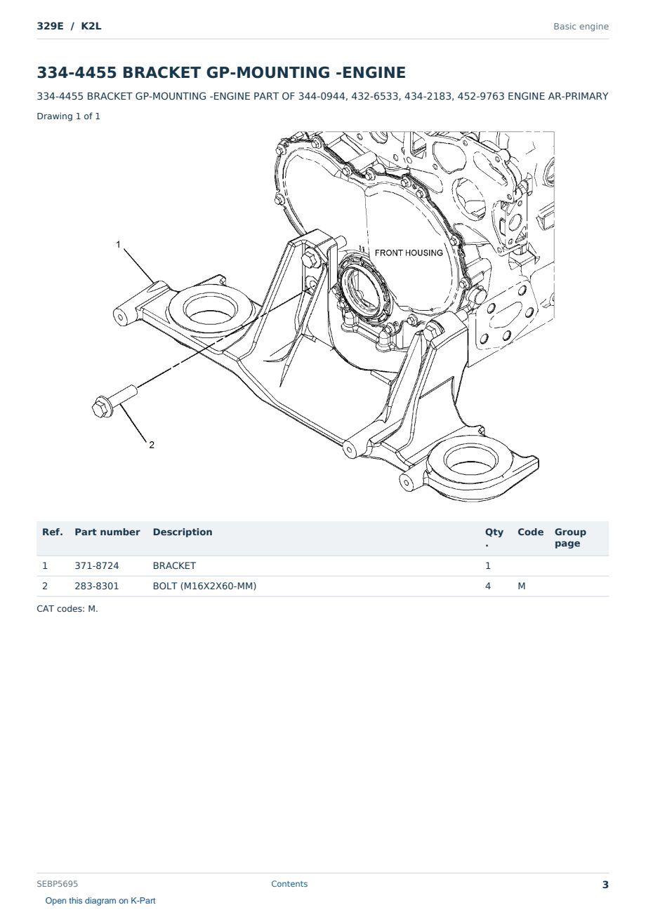 Caterpillar 329E S/N K2L Partsbook SEBP5695 (English) - sample page 3 of 10 Caterpillar 329E S/N K2L Partsbook SEBP5695 (English) - sample page 3 of 10