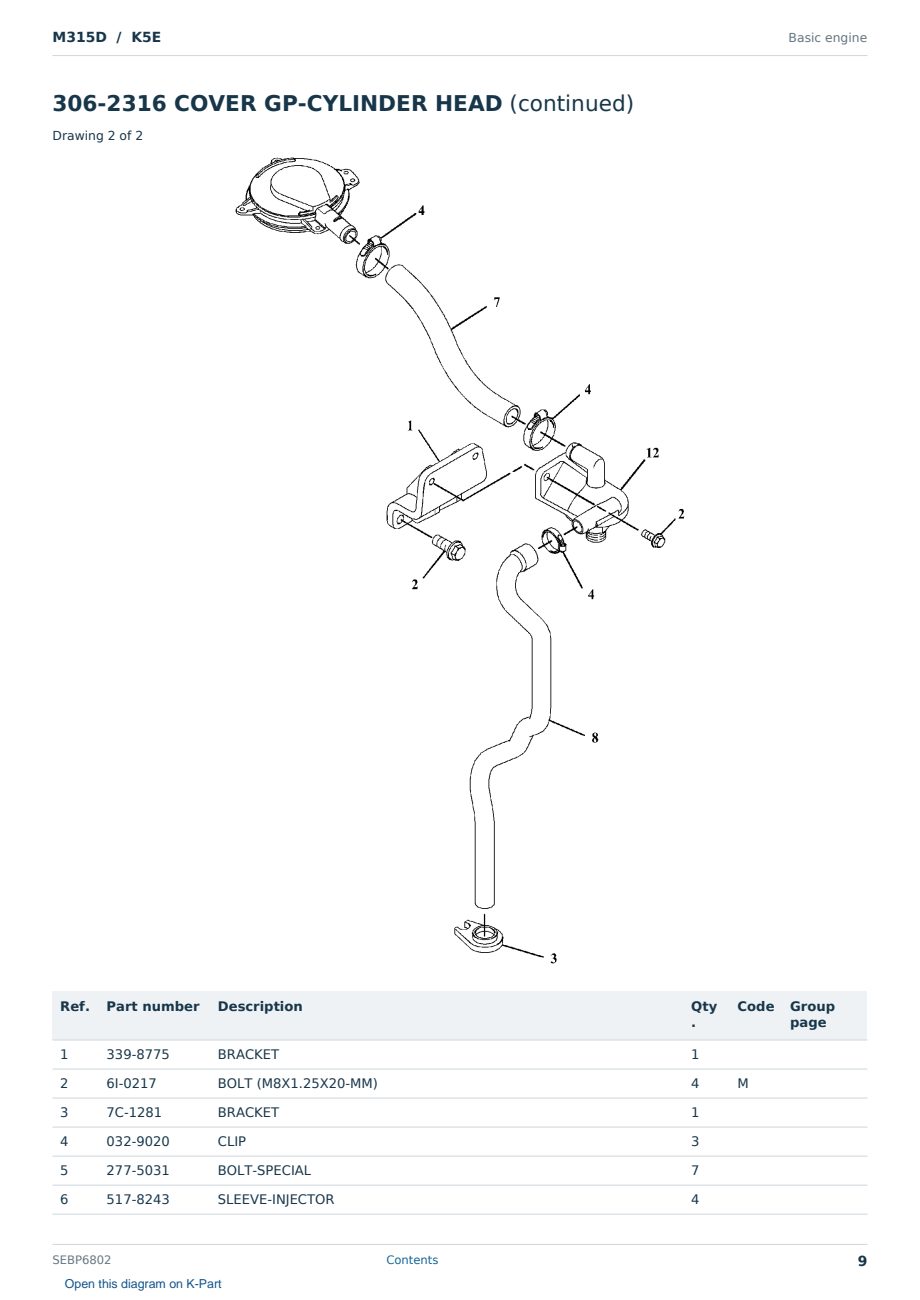 Caterpillar M315D S/N K5E Partsbook SEBP6802 (English) - sample page 9 of 10 Caterpillar M315D S/N K5E Partsbook SEBP6802 (English) - sample page 9 of 10