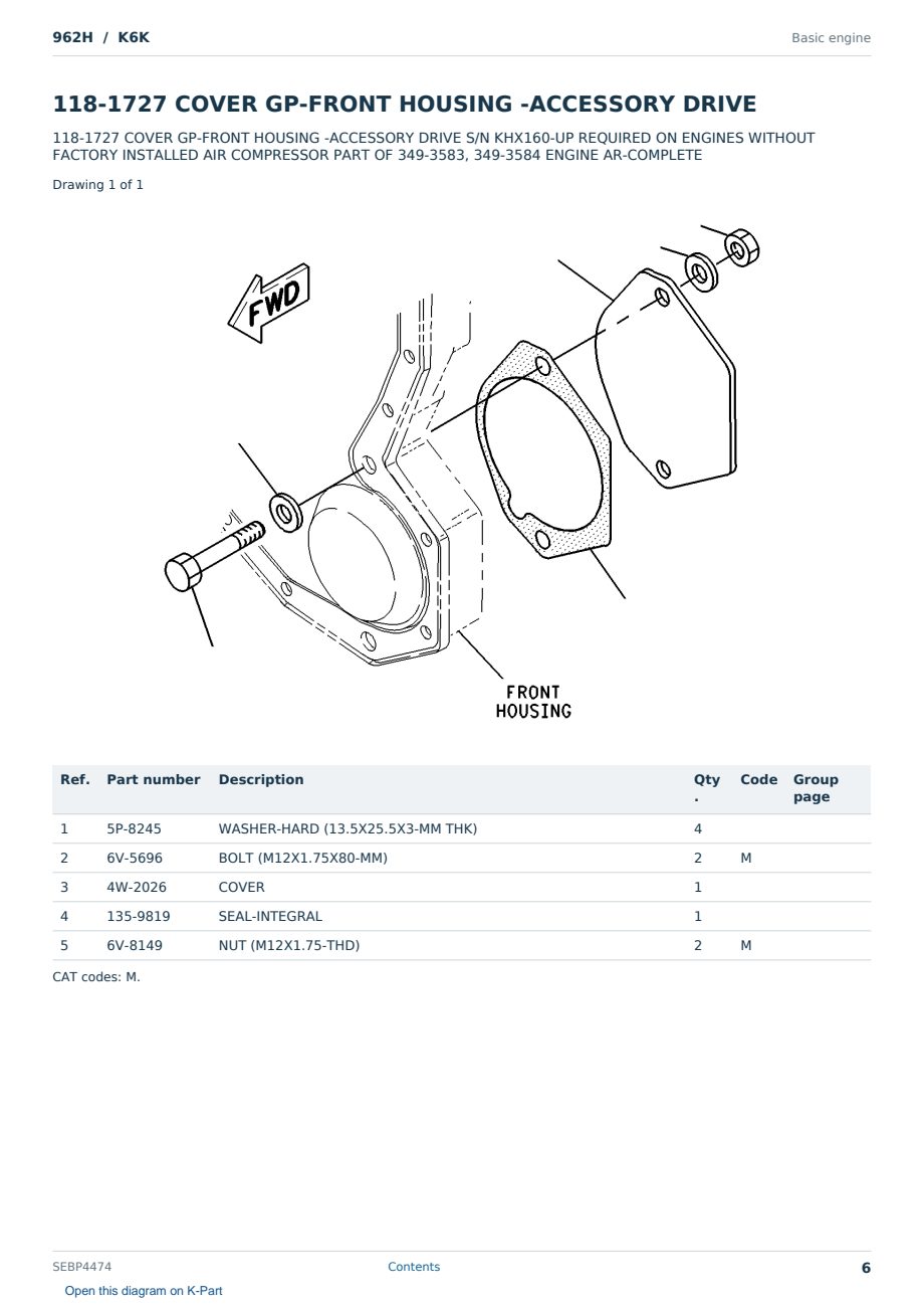 Caterpillar 962H S/N K6K Partsbook SEBP4474 (English) - sample page 6 of 10 Caterpillar 962H S/N K6K Partsbook SEBP4474 (English) - sample page 6 of 10